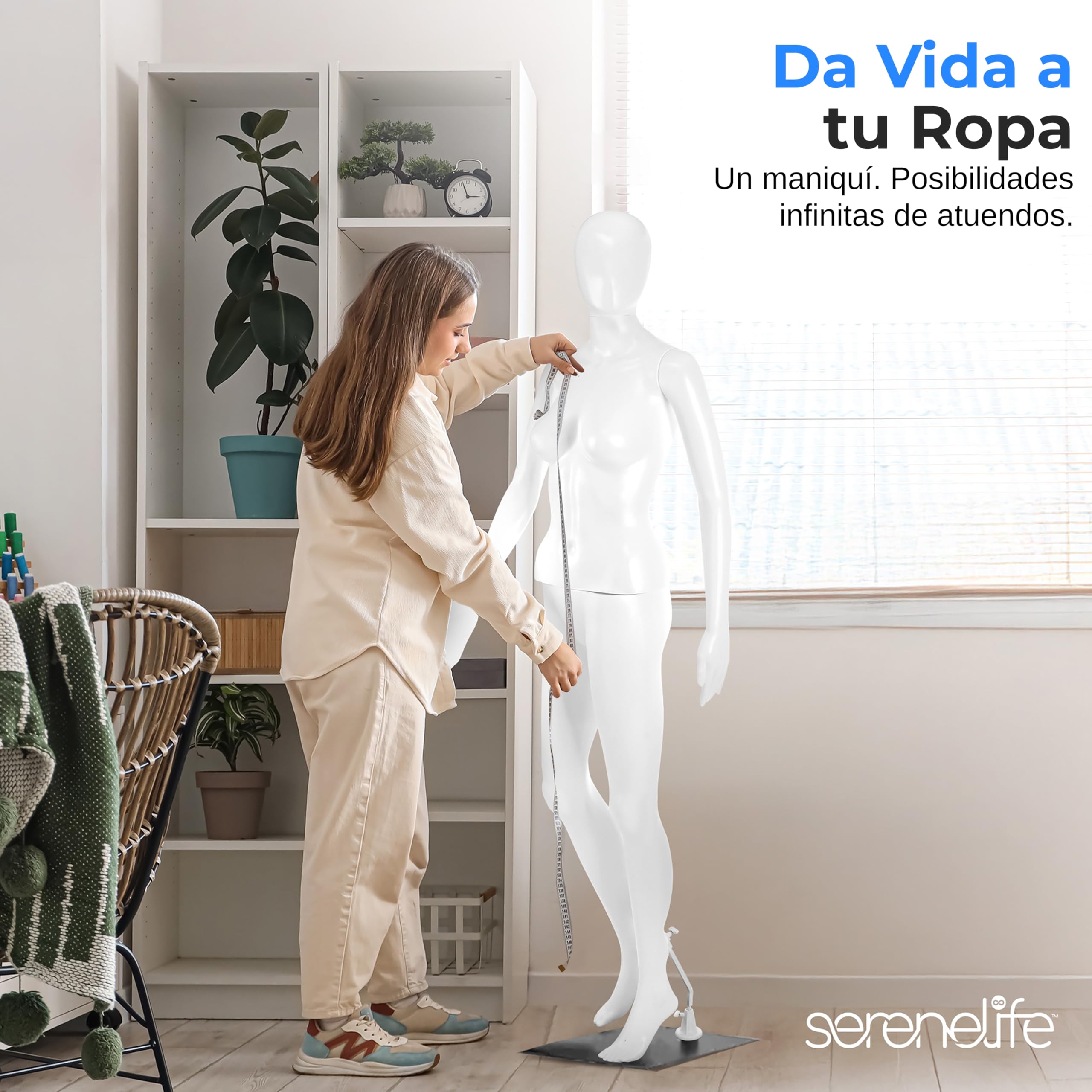 SereneLife maniquí Femenino de Cuerpo Completo, 175 cm de Altura, con Cabeza Ajustable, Extremidades Flexibles y diseño Desmontable, Tiendas de Ropa, Boutiques, Exposiciones y más