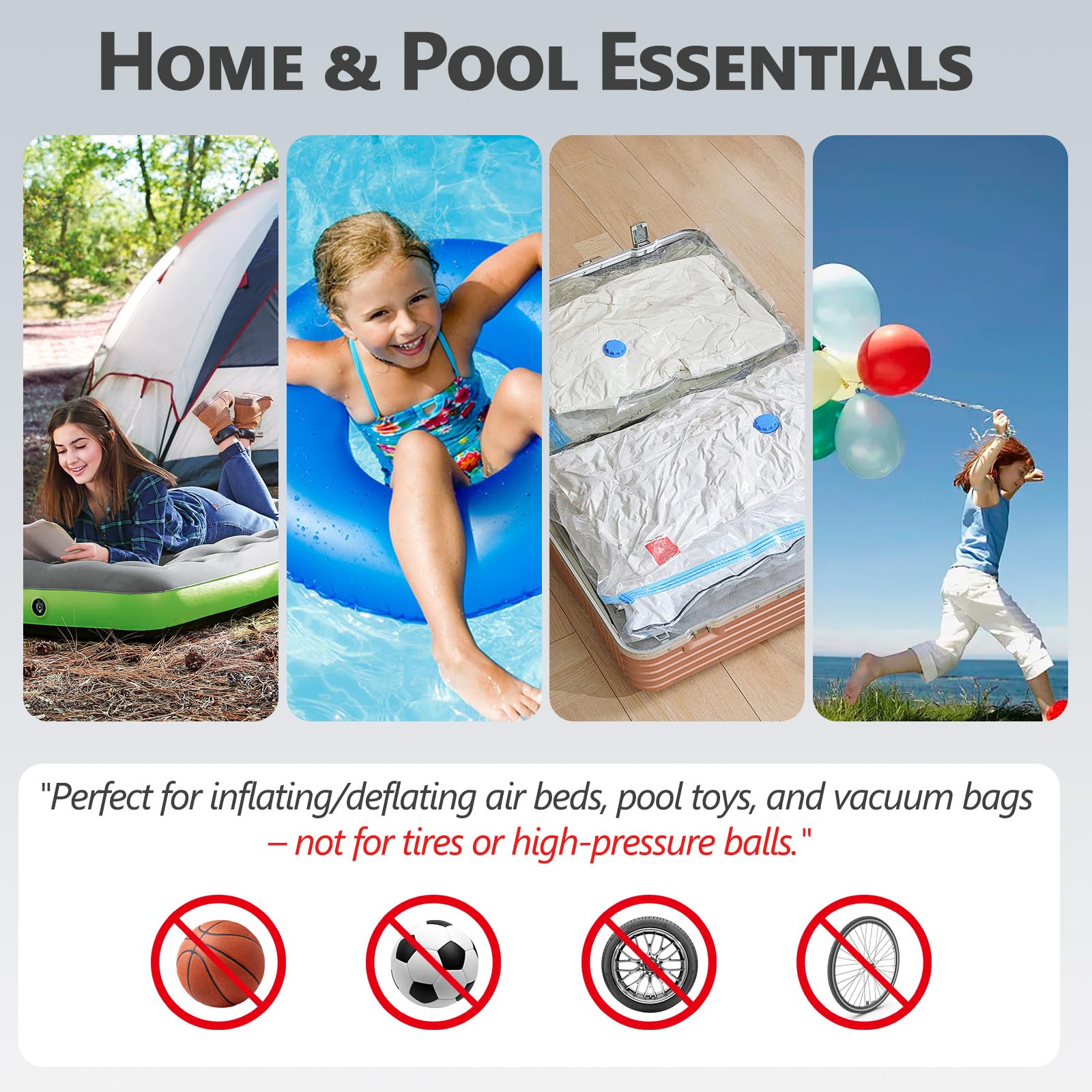 Pompa Sottovuoto 2-in-1 Elettrica 30W/4000Pa - Gonfiatore Portatile per Materassi Gonfiabili & Sacchetti Viaggio | Aspirazione 250L/min | Letti ad Aria, Campeggio e Abbigliamento