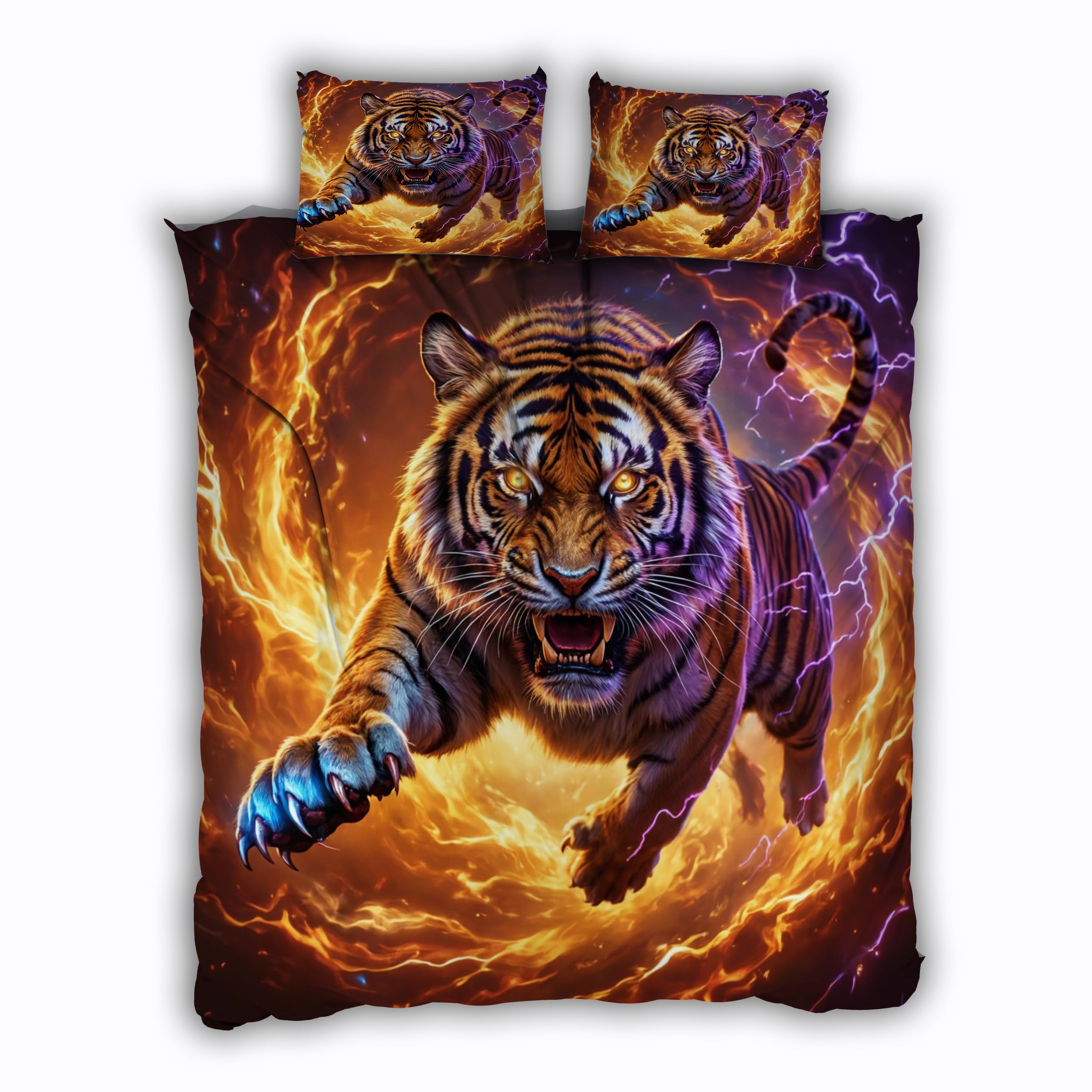 Animaux tigre parure de lit 220x240 anti-plis et facile à border
