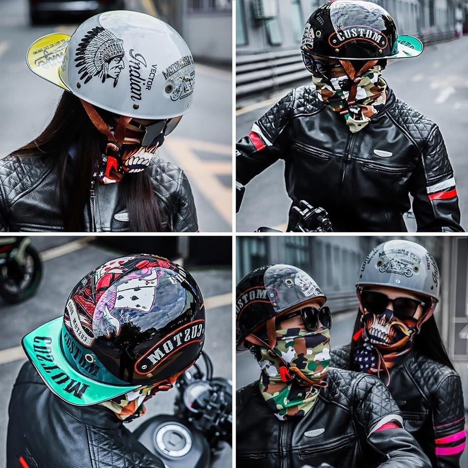 Casco da moto vintage con berretto da baseball, retrò con visiera estesa e certificazione ECE, moto jet da uomo e da donna for cruiser, ciclomotori, scooter