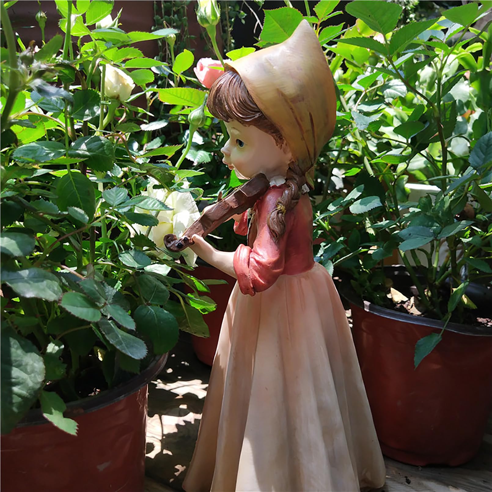Figura decorativa de jardín, elegante escultura de niña, figura de jardín al aire libre, resina resistente a la intemperie, estatua de jardín, balcón, decoración del hogar, jardín, patio, 30