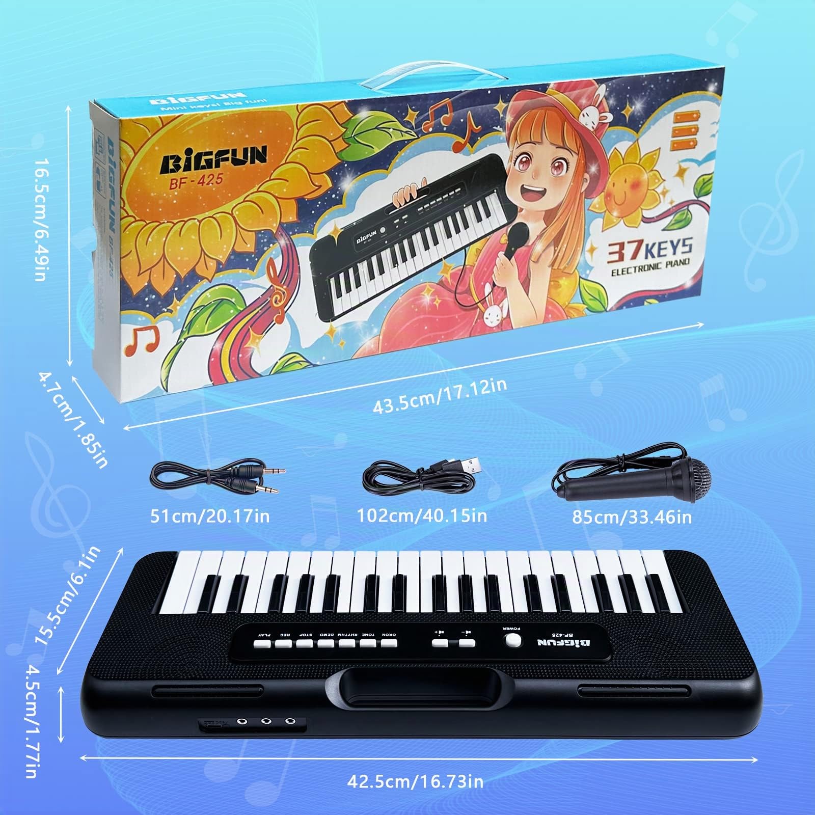 Teclado de Piano para Niños, 37 Teclas Electrónicos Piano Musical con Micrófono, Aprendizaje Portátil Educativo Navidad Cumpleaños Juguetes para 3 4 5 6 7 8 Años Niñas Niños