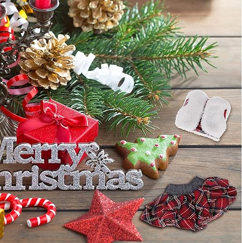 Miniatura 6 de 2 juegos de tela de elfo de Navidad para muñeca elfa, juego de accesorios de Navidad, ropa de muñecas de elfos, incluye chaleco esponjoso y falda a