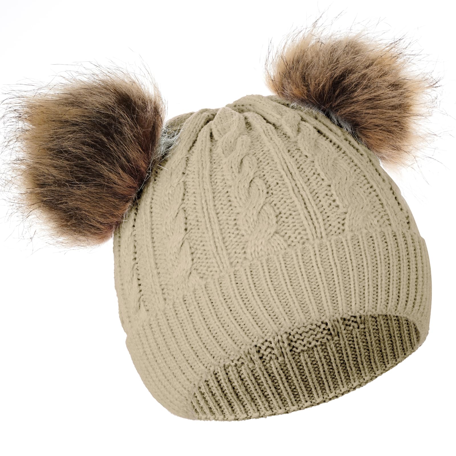 Yolyoo Fashion Winter Beanie Hat for Kids Baby Knitted Warm Faux Fur Pompom Toddler Hat for Gils Boys
