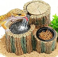 MIXJOY 2-in-1 Reptile Water Fountain & Food Dish 550ml - Adjustable Flow Waterfall for Bearded Dragons, Geckos, Lizards, Chameleons