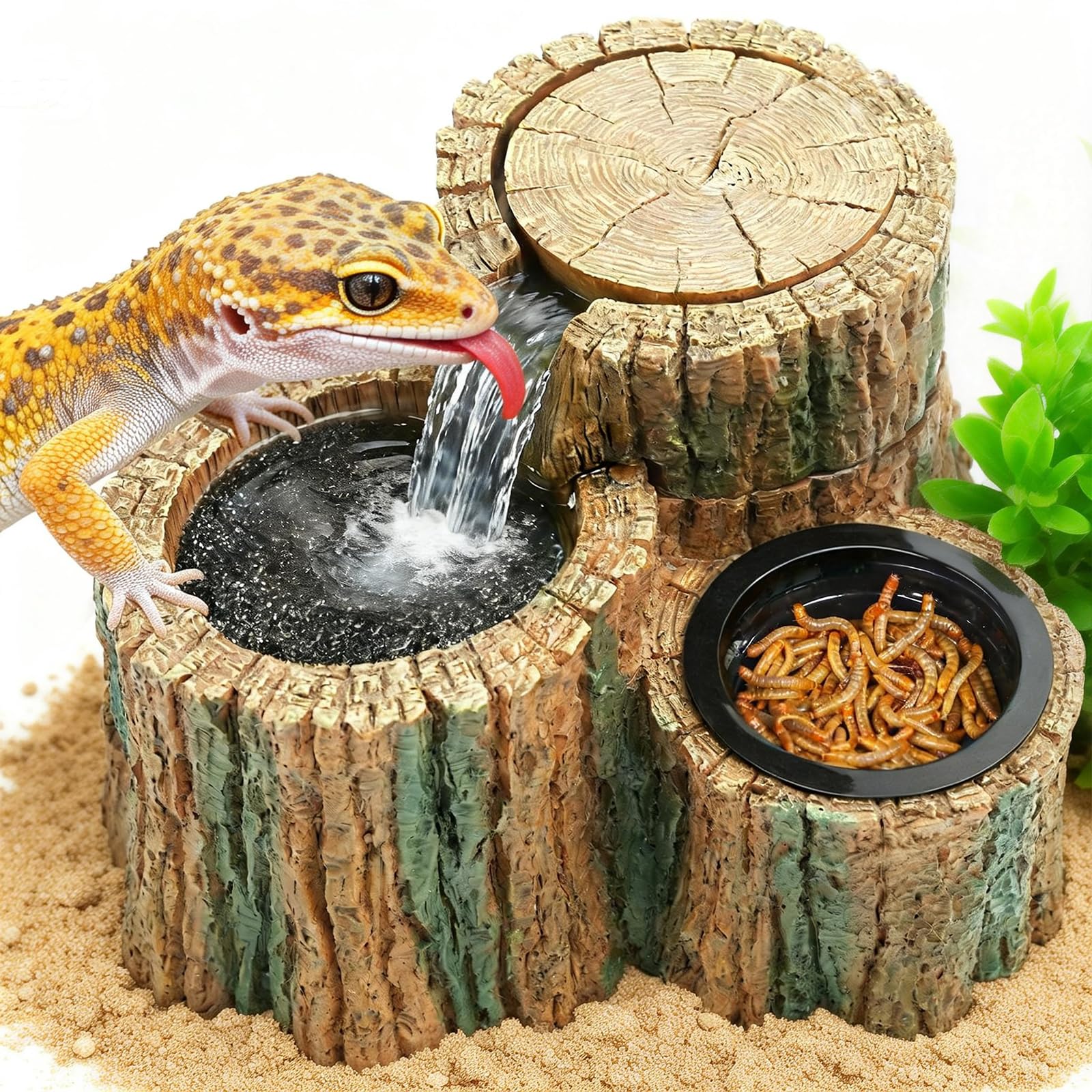 MIXJOY 2 in 1 Reptile Water Fountain - habitat decor | Mubboo