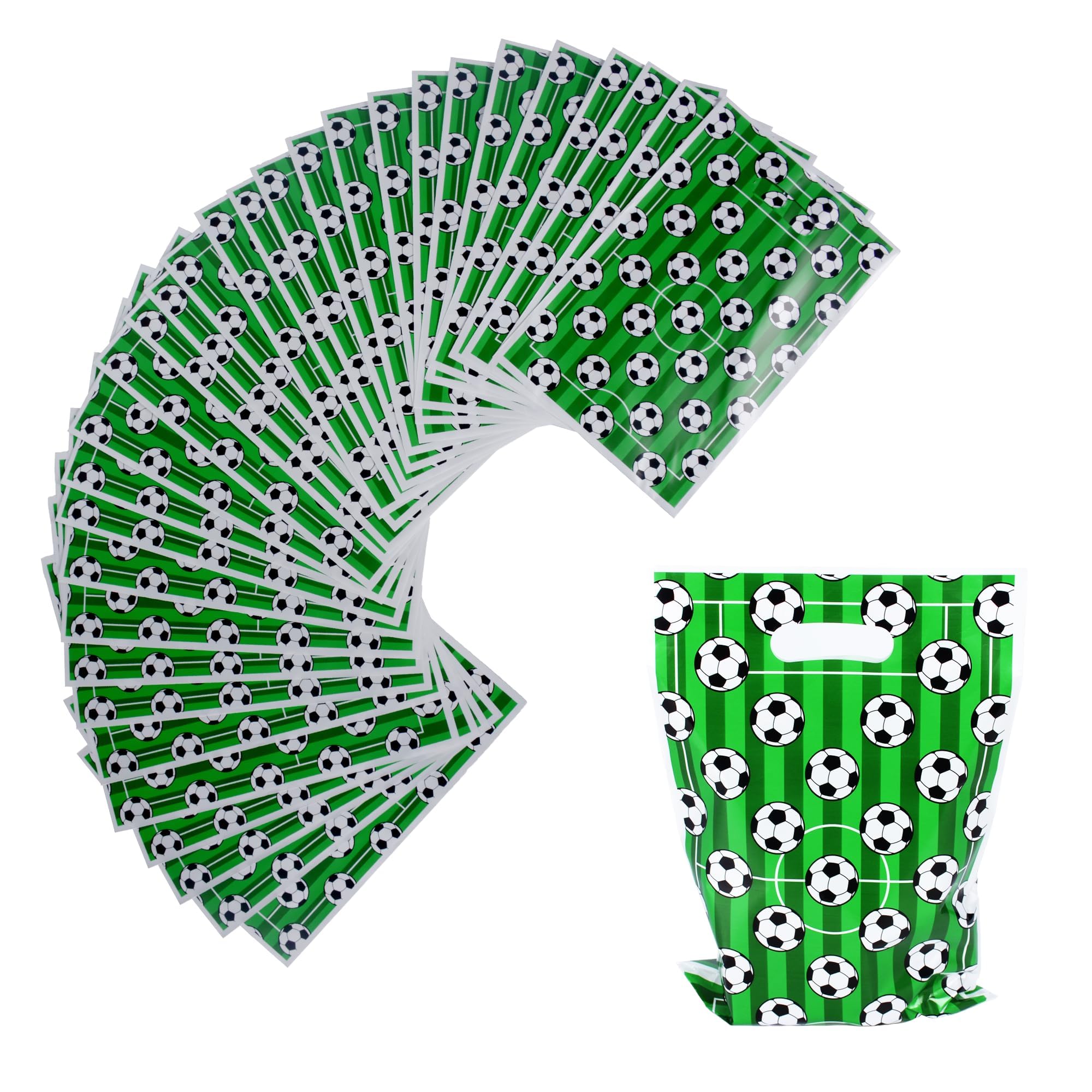 30 Sacchetti Regalo Tema Calcio Cozlly | Bomboniere Per Feste Compleanno Ragazzi In Plastica 17x25 Cm - 3