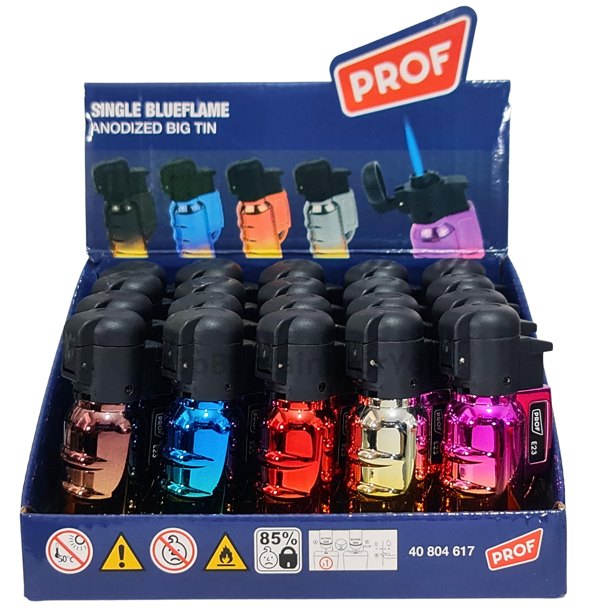 Zactly Brown/White Prof Dual Flame Windproof & Dustproof Gas Lighters Set Colourful Refillable (2 X Shiny Straight Neck)