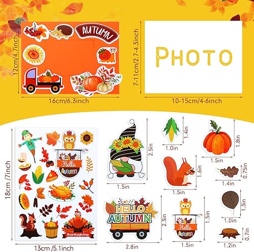 Miniatura 3 de Epakh 46 paquetes de marcos de otoño para niños, otoño, Acción de Gracias, Halloween, verano, marco de fotos de cartón colorido, marco de fotos de