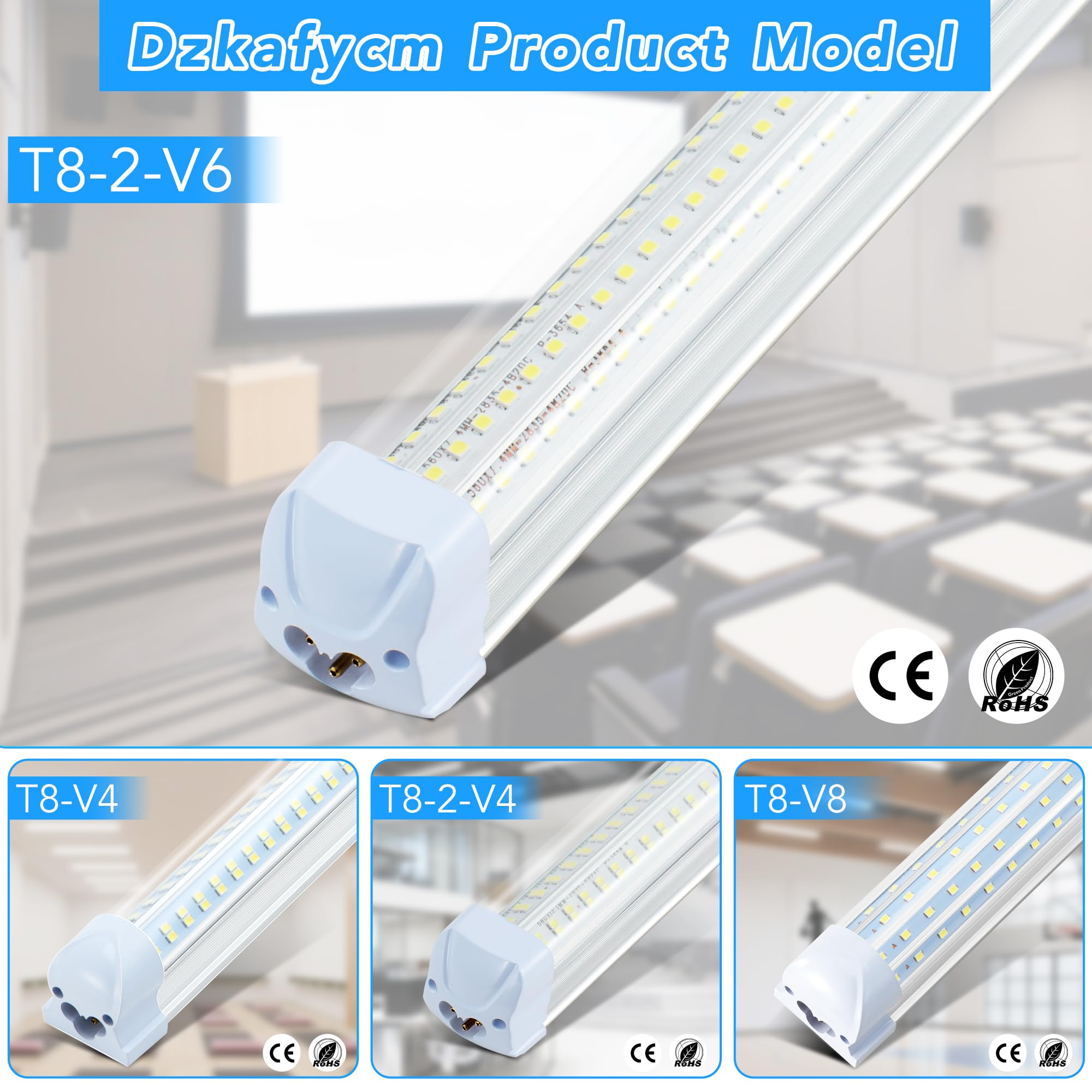 T8 LED Shop Lights 4 Pack Garage Light 4FT 60W 9600LM 6500K Work Lights Ceiling LED Linkable Lighting — view 7