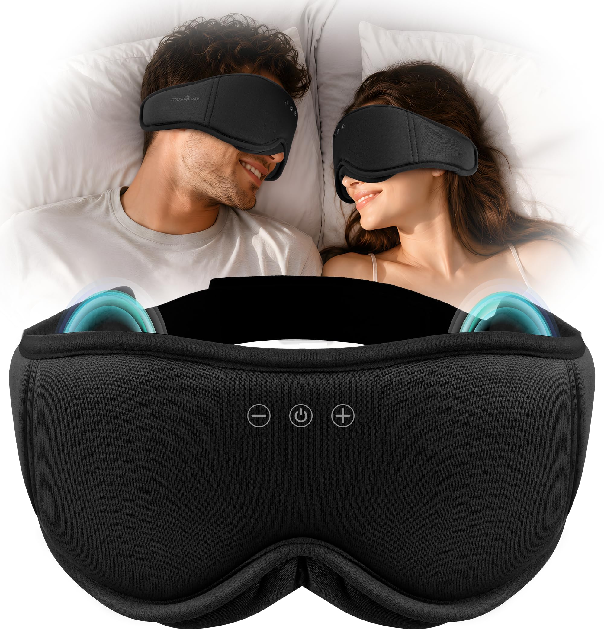 MUSICOZY Schlafmaske Kopfhörer, 100% Verdunkelung Augenmaske aus für Reisen und erholsamen Schlaf, Schichtarbeit, Bluetooth 5.4, Schlaf-Kopfhörer