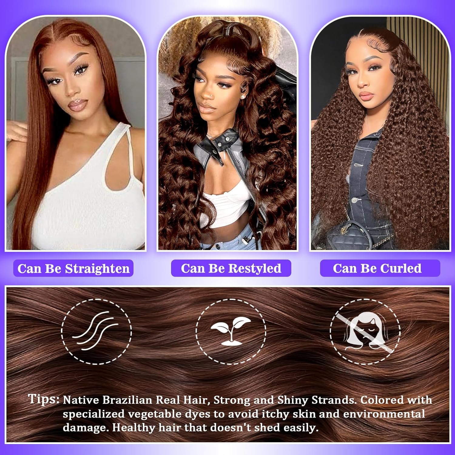 A8 Chocolate Brown Human Hair Wig 200 Density 13X6 Body Wave Lace Front Wigs Human Hair HD Frontal Wigs Pre Plucked Glueless Brown Lace Front Wig for Women 26 Inch - Image 9