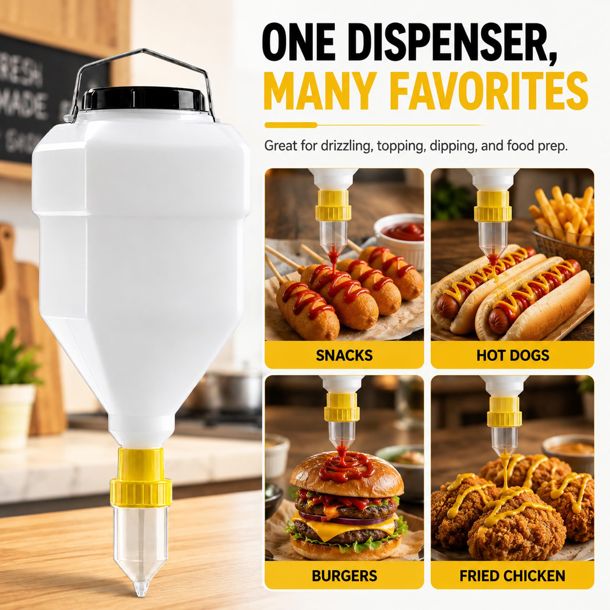 5,5 L Botella dispensador de salsa, antifugas para restaurante y cocina