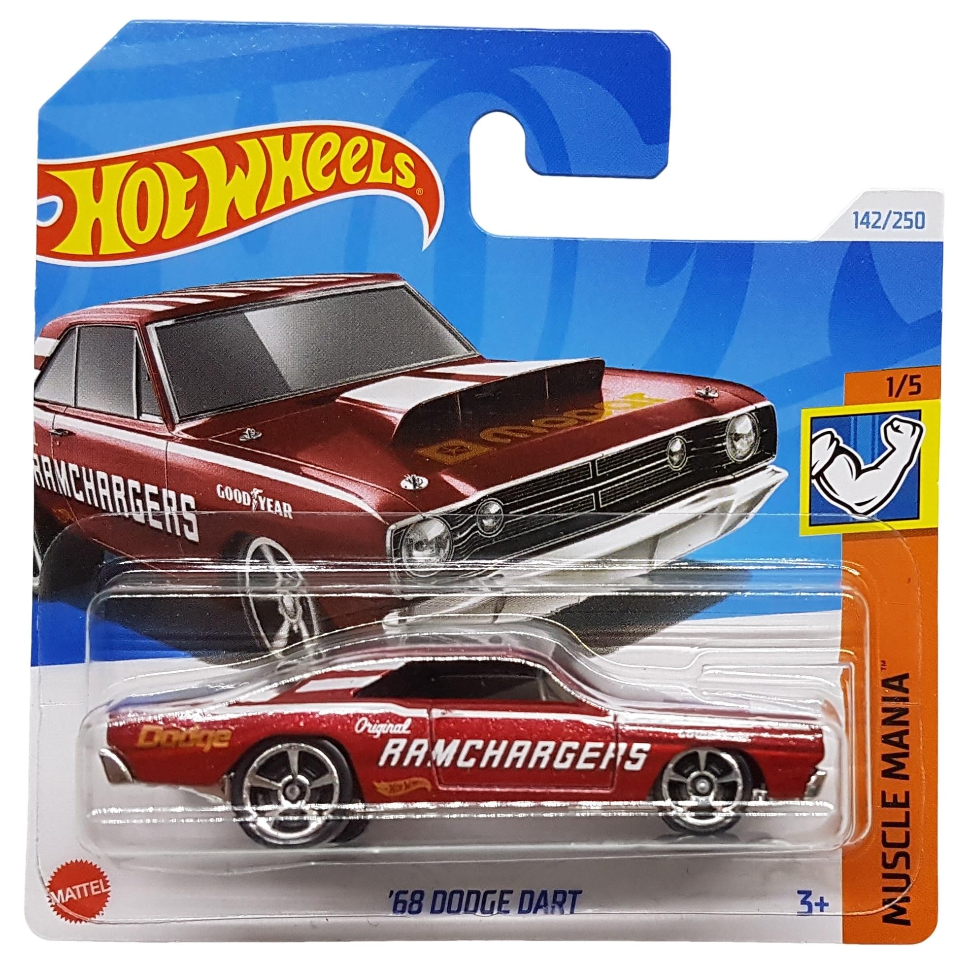 Hot Wheels - ´68 Dodge Dart - Muscle Mania 1/5 - HTD65 - Short Card - Mopar - Ramchargers - Good Year - Mattel 2024-1:64