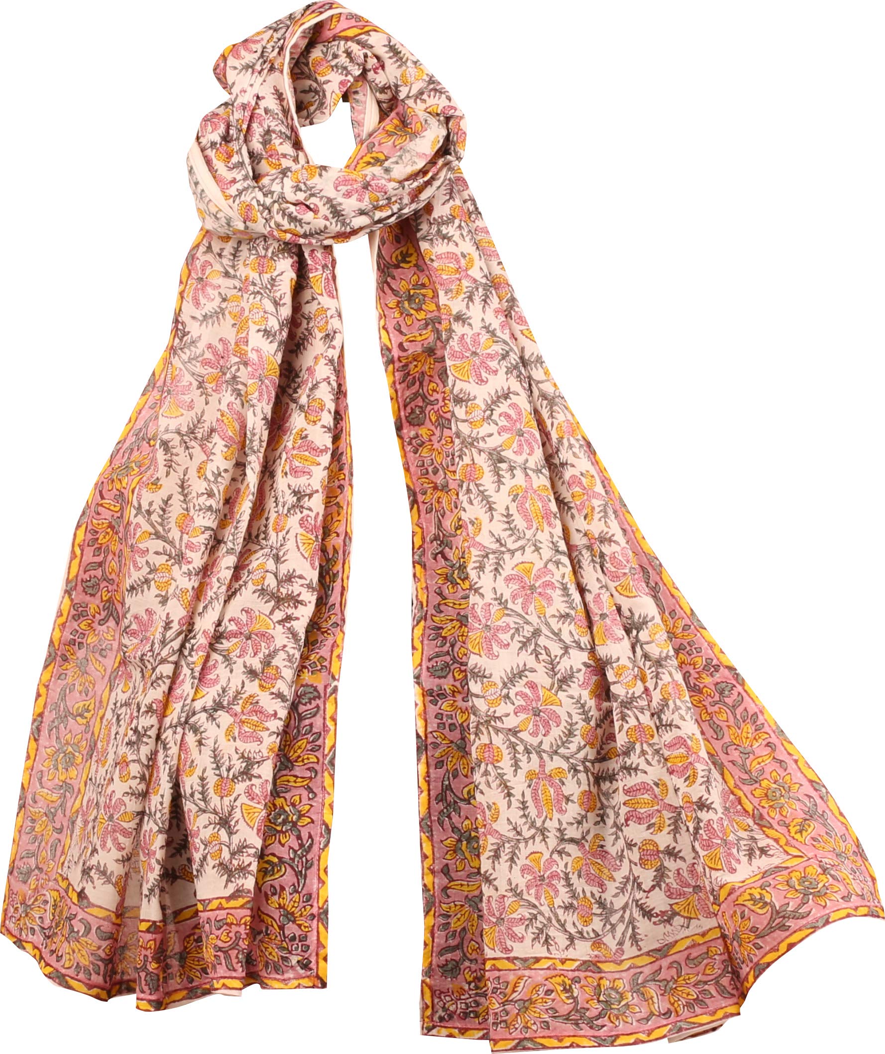 TouchstoneIndtresor Indian Heritage Cotton Fabric Stole Scarf for women. (Pack of 1). Pink