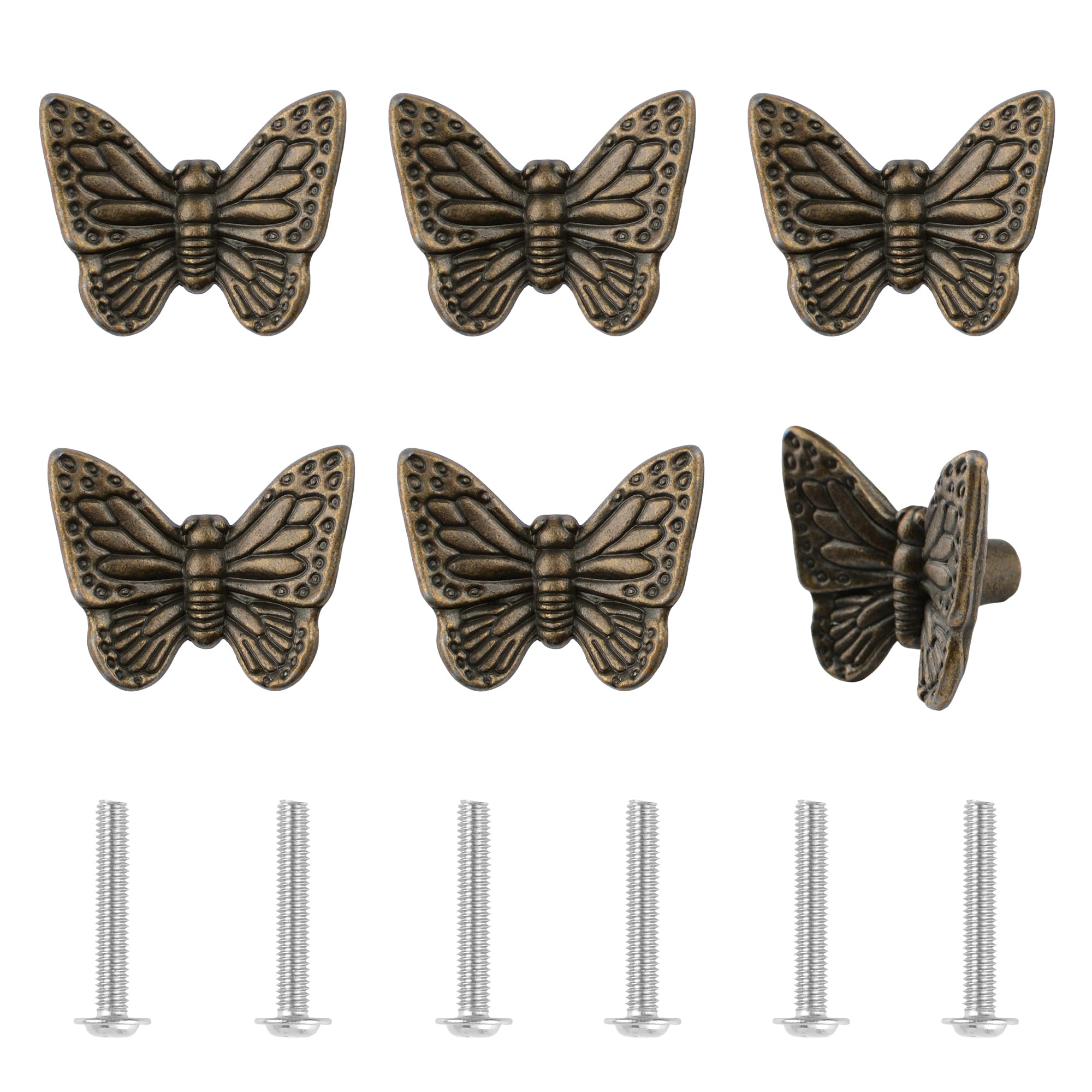 UFURMATE Butterfly Drawer Knobs, Bronze Cabinet Knobs, 6Pcs