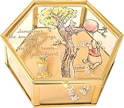 Disney Winnie the Pooh Jewelry Box - Glass Jewelry Case with Pooh and Piglet Design Jewelry Box, Officially Licensed