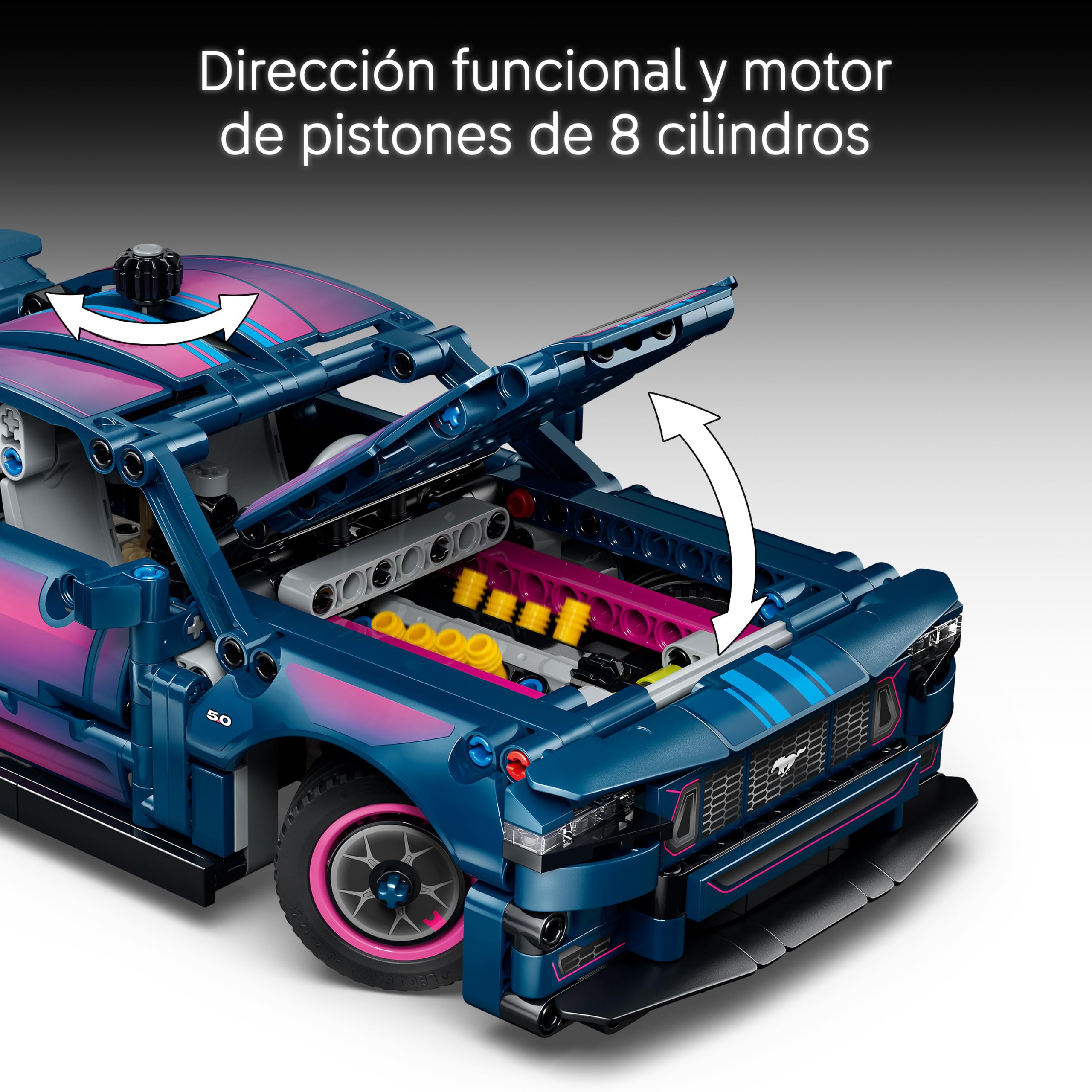LEGO Technic Taller de Tuning: Coche Ford Mustang GT de Juguete – Kit de Maquetas con Motor V8, Dirección en la Parte Superior y Partes Intercambiables – Regalo para Niños de 10+ Años – 42236