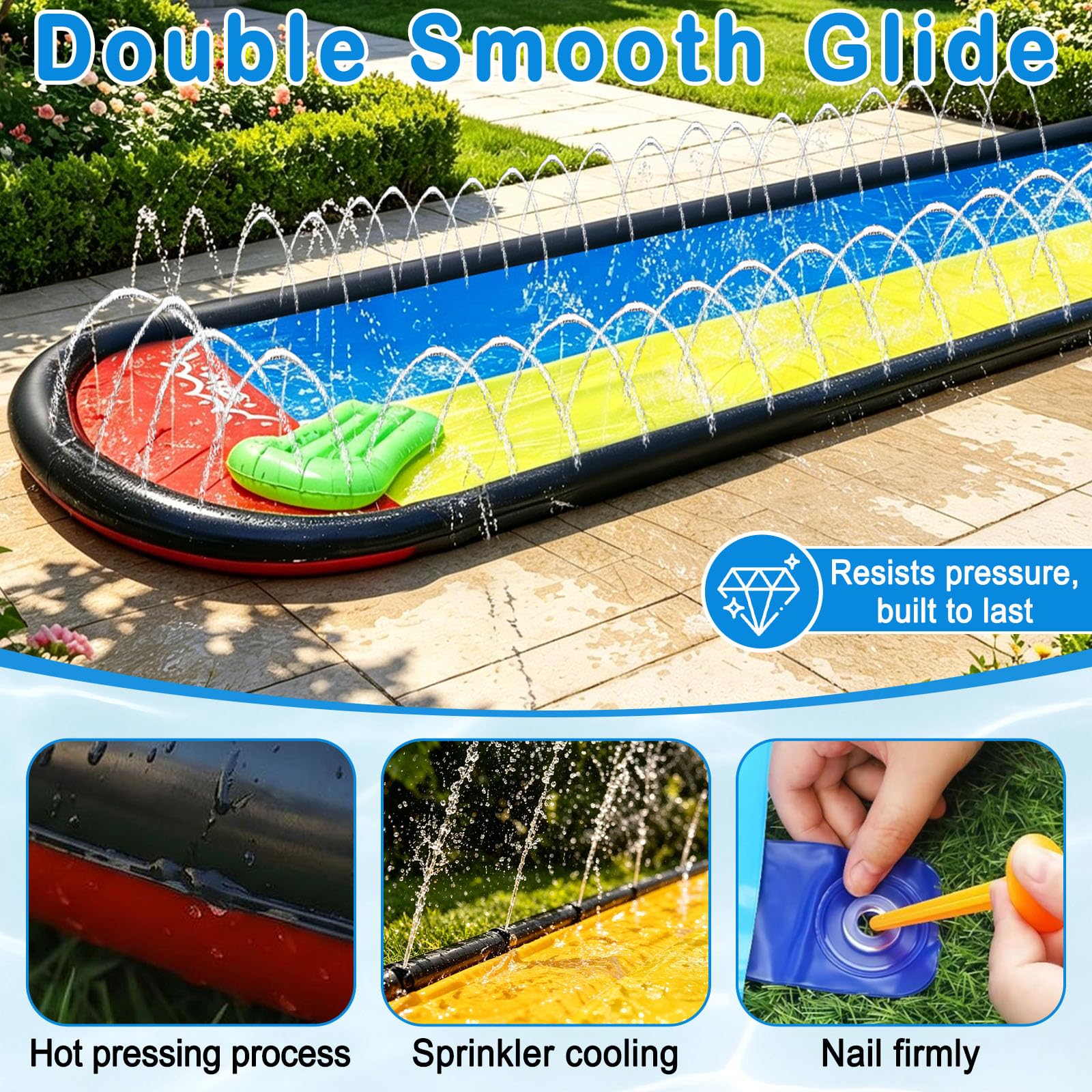 Gonfiabile per Bambini Mare, Doccia Esterna Giardino con 2 Bodyboard | Piscina Bambini, Tappeto Gioco, Giocattoli Estivi, Giocattoli Acquatici da Esterno, Estate