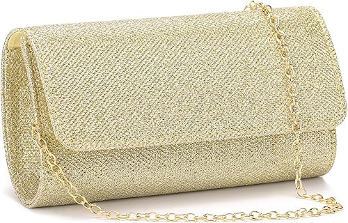 Miniatura 12 de Bolsos de mano para mujer, bolso de noche con cadena desmontable para mujer, bolso de fiesta brillante para mujer, bolsas de boda Oro