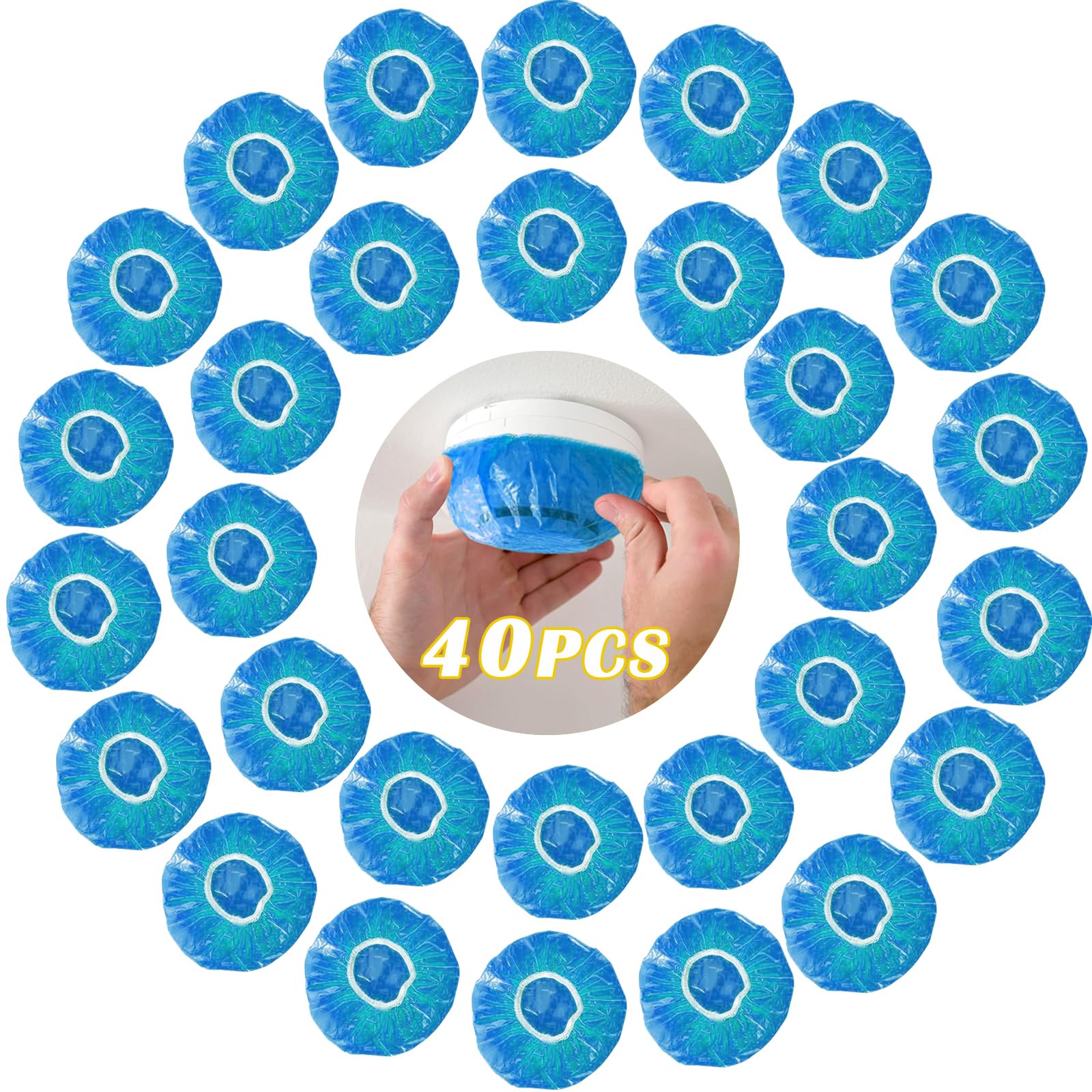 40 PCS Dxmimer Smoke Detector Cover Fire Alarm Cover, Thickened Elastic Plastic Reusable Smoke Alarm Dust Paint Cover for Home Cooking or Baking (Blue)
