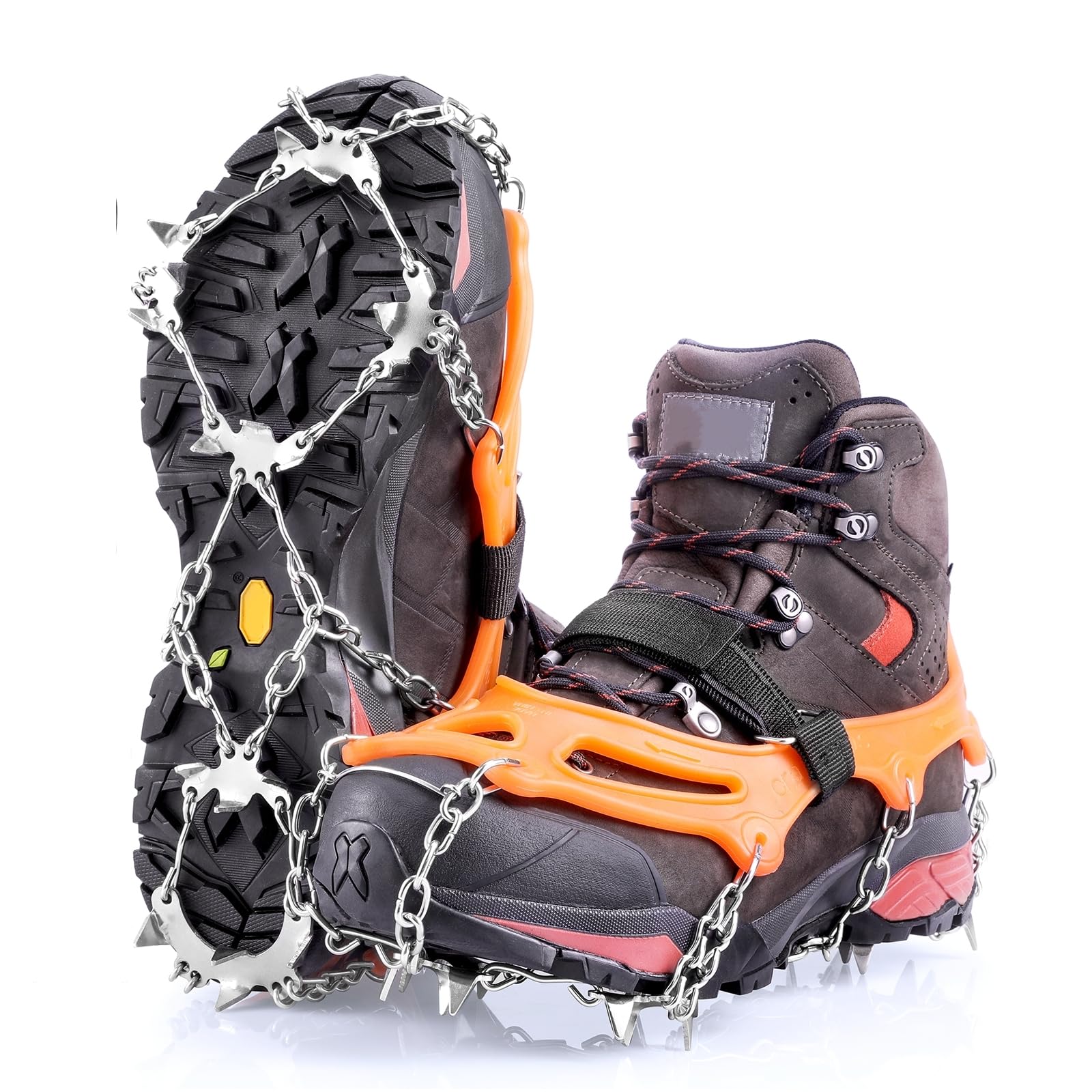 AGPTEK Ice Tacchetti 19 Denti, Ramponi da Ghiaccio per Scarpe Portabile Neve Ramponi per Donna e Uomo con Ottimo Grip per Passeggiate, Jogging o Escursioni Camping su Neve e Ghiaccio