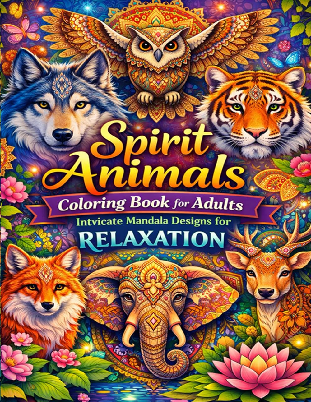 Spirit Animals Coloring Book for Adults: Intricate Mandala Designs for Relaxation