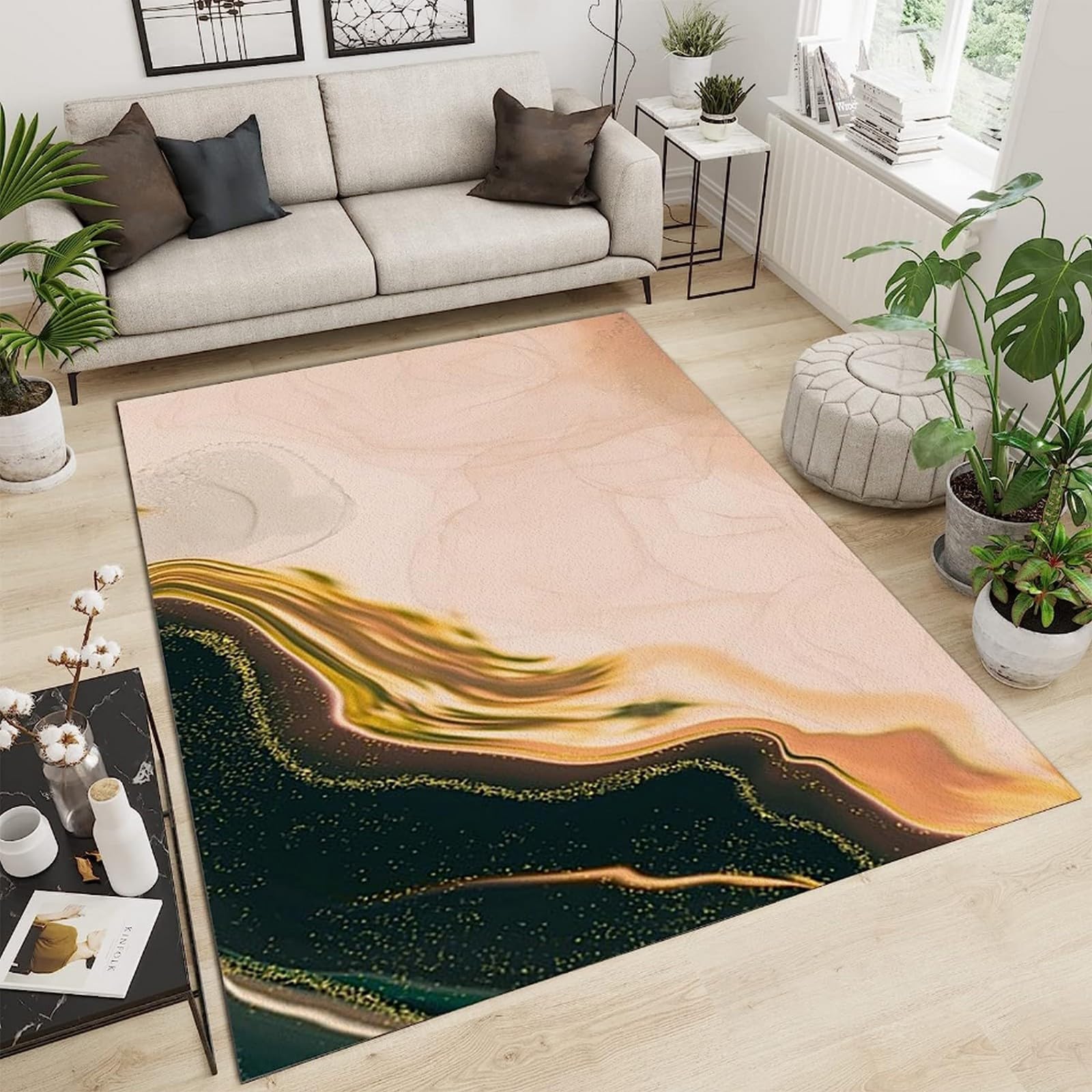 Tapis de salon texture de marbre 120 x 160 cm tapis pour enfants intérieur 3D