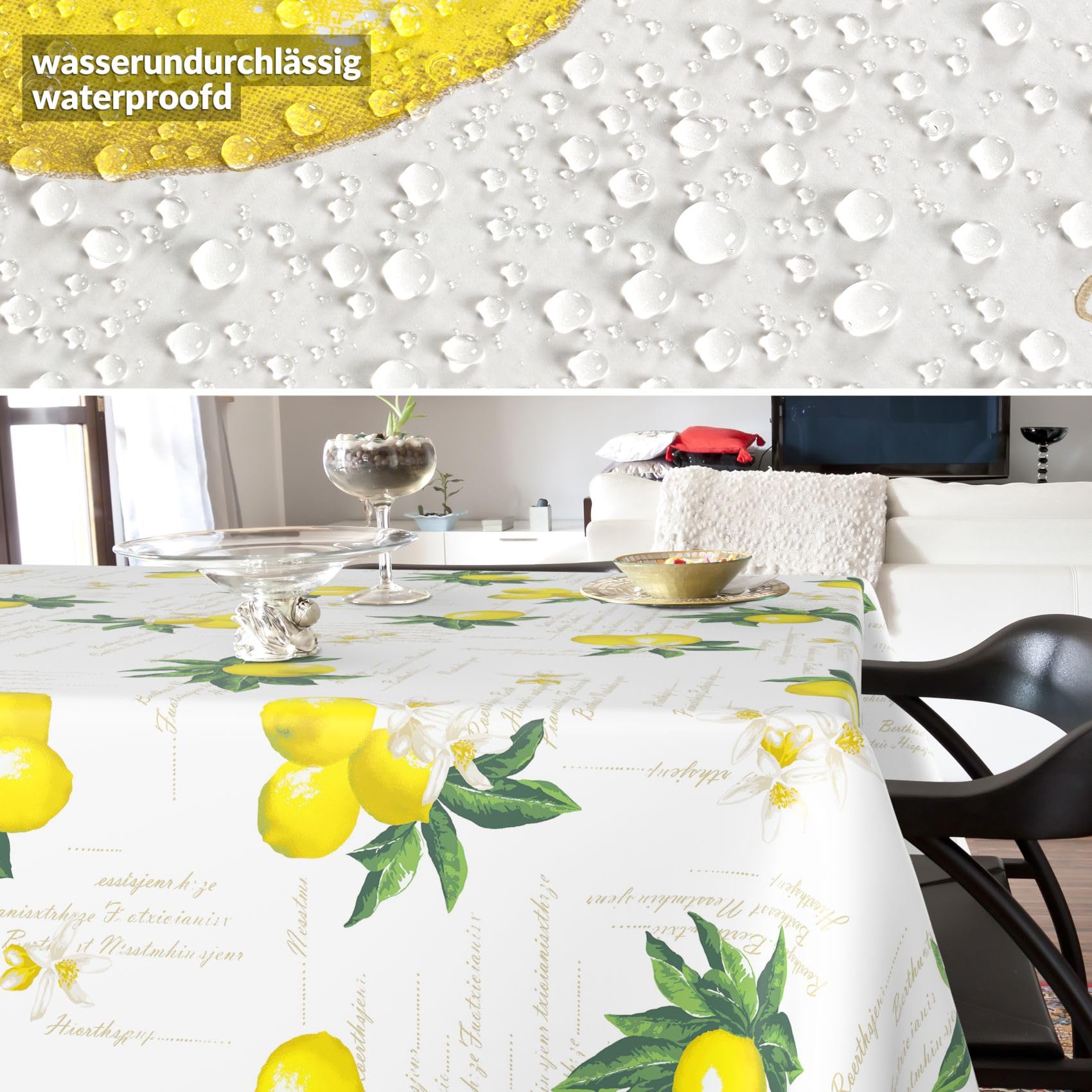 ANRO Tovaglia cerata lavabile 100 x 140 cm limoni