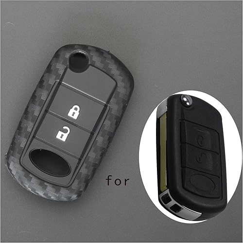 Miniatura 2 de Funda protectora para llavero de fibra de carbono, funda de silicona compatible con Land Rover Range Rover Sport LR3 Discovery Protected Remote con