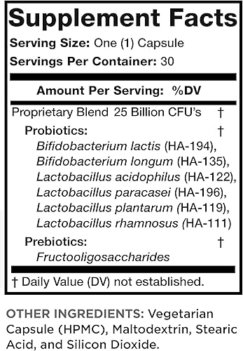 Miniatura 7 de Lean & Pure Prebióticos y probióticos, 25 mil millones de cultivos vivos y estables, 30 unidades, sin OMG, vegetarianos, sin gluten