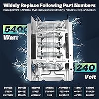 Vista 4 de Elemento calefactor compatible con secadora Roper Whirlpool RED4516FW0-279838 W10724237 2406028 Elemento calefactor compatible con secadora Roper
