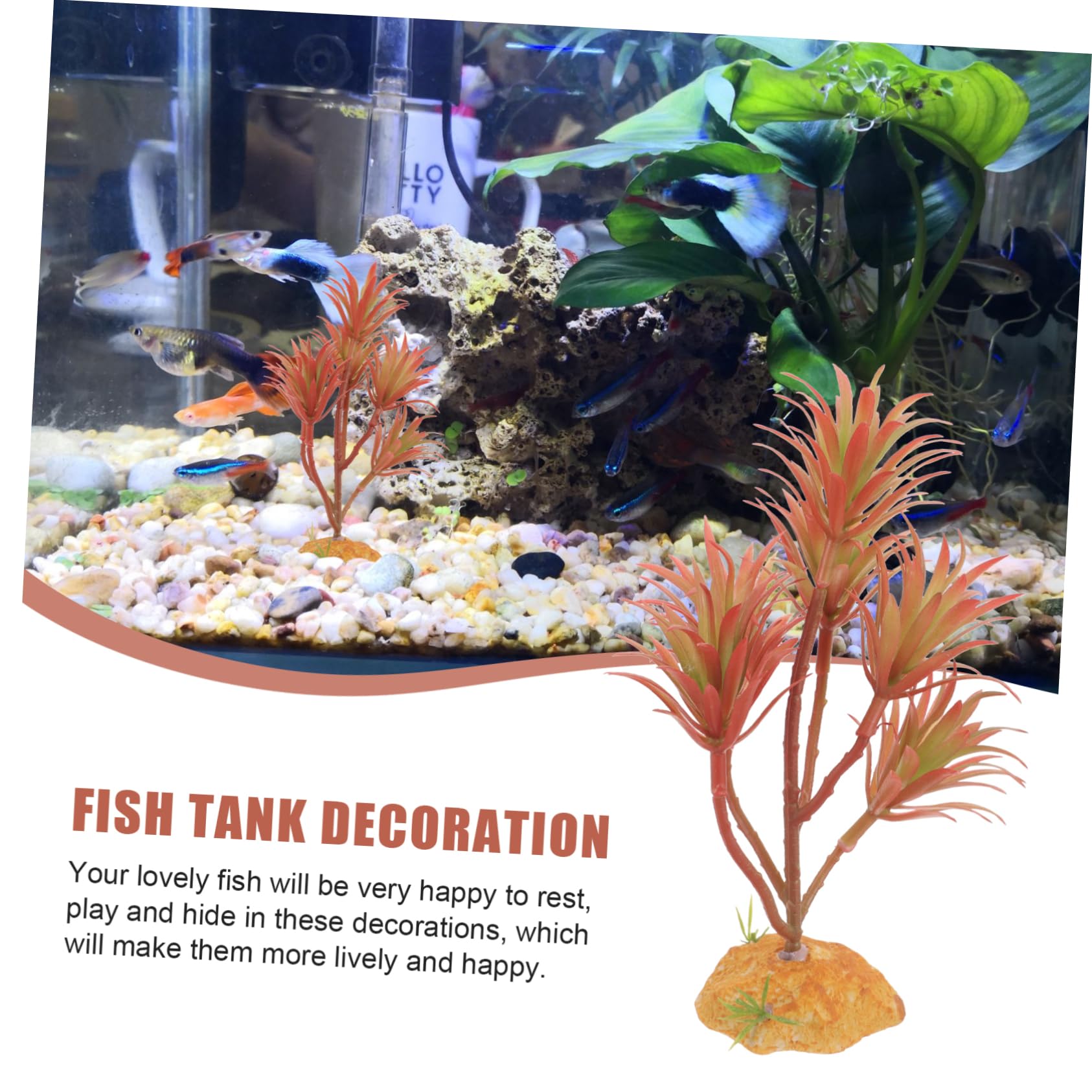 Toyvian 5 Pezzi Set di piante simulato Acquari piante acquatiche artificiali Foglie impostore betta pesce finta decorazione vegetale Piccole plastica