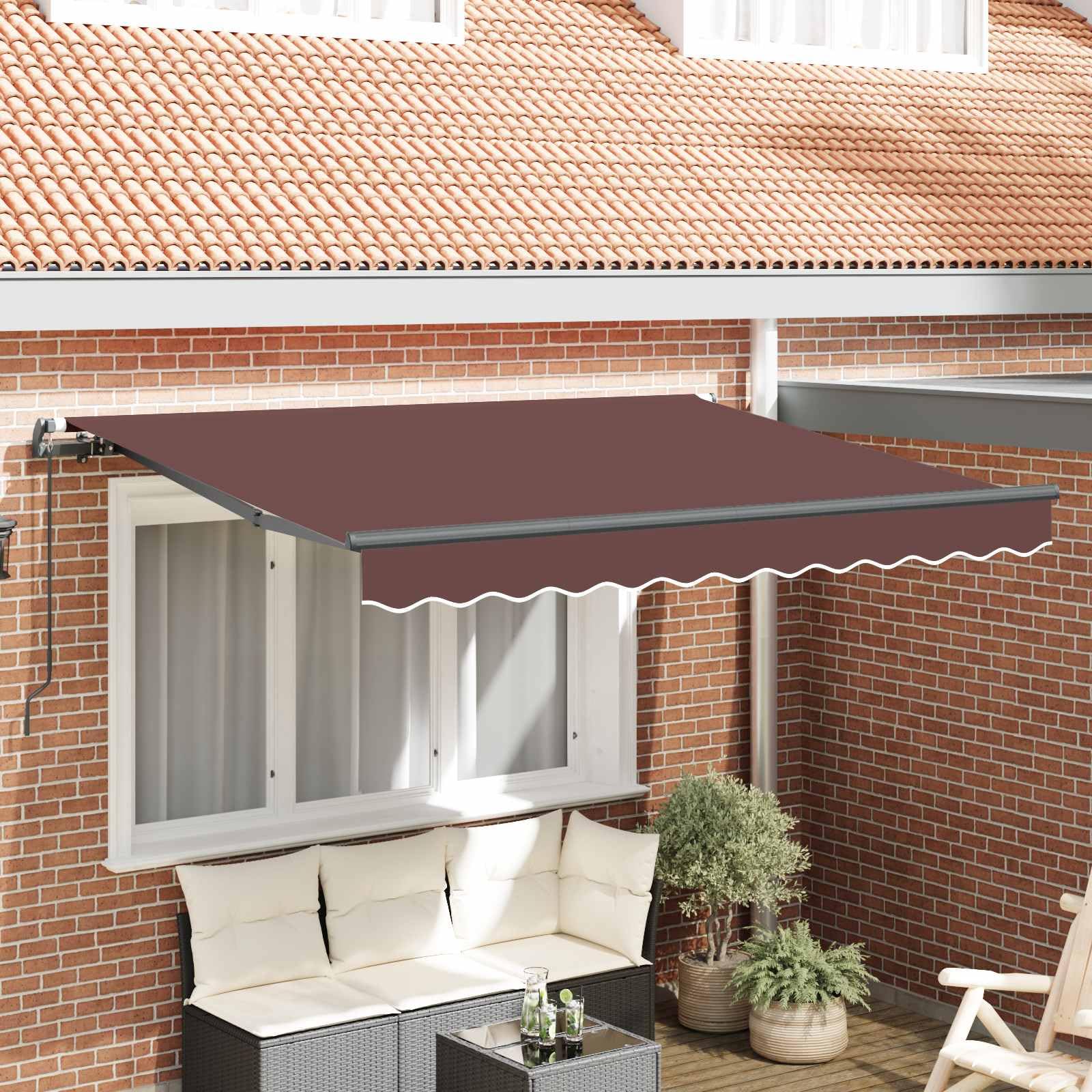 Auvent extérieur haut de gamme avec cadre en aluminium robuste et toile rayée