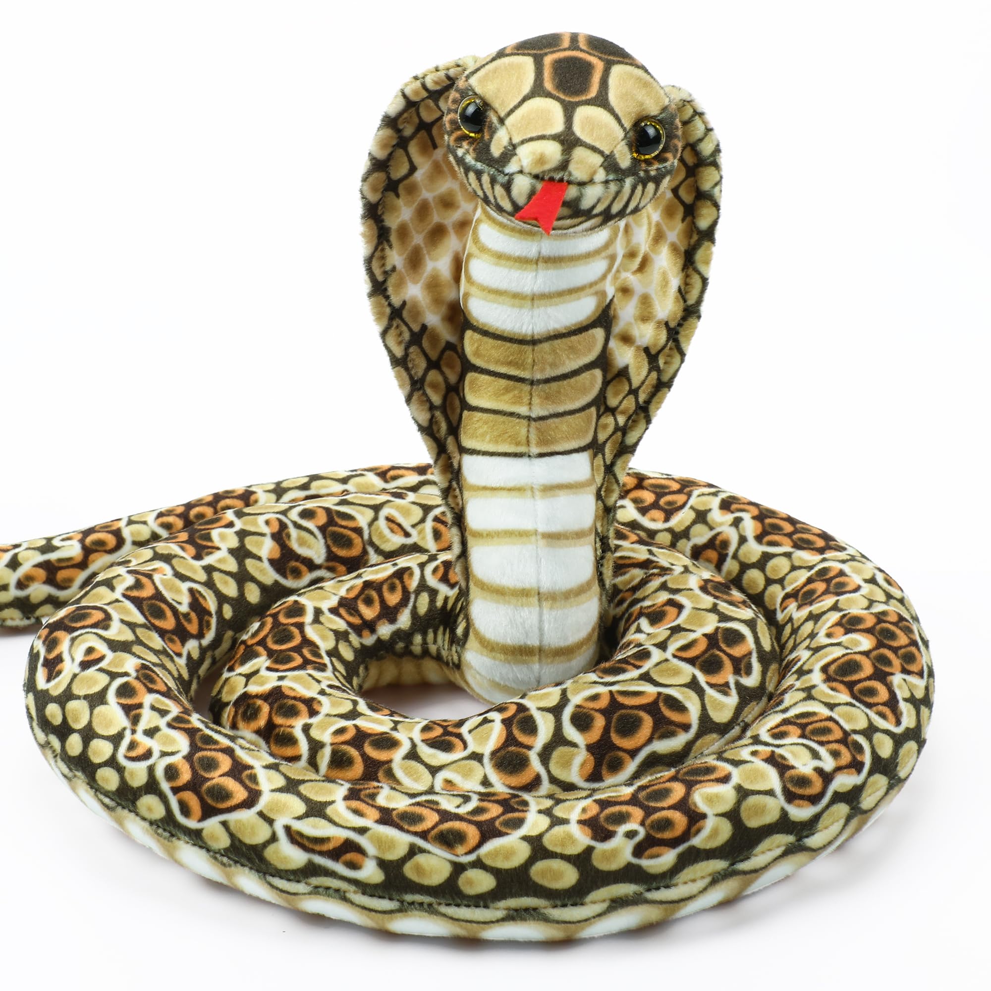 Romart Cobra Snake Stuffed Animals: 67-inch Large Realistic Cobra Plush Toy Giant Long Lifelike Stuffed Animals Snake Plushie Gifts for Kids Boys Girls Christmas, Wild Animals Party Decor (Brown)