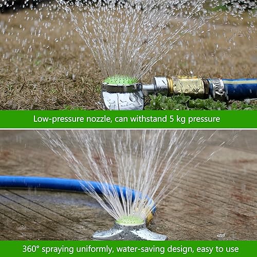 Miniatura 6 de Honoson Rociadores con patrón circular, rociador giratorio de metal, cuadrado, ajustable, patrón de 360 grados, para riego de patio, césped, jardín