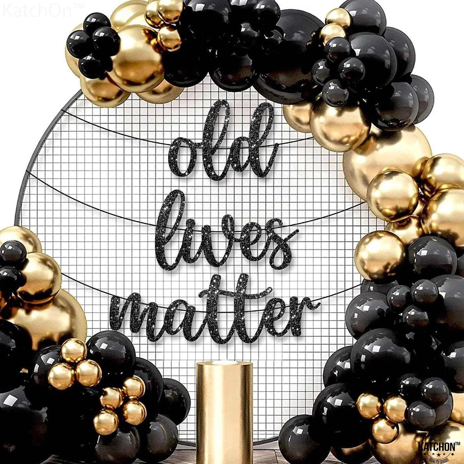 KatchOn, Black Old Lives Matter Banner - Glitter, 10 Feet | Retirement Party Decorations, 80th Birthday Decorations for Men | Black Old Lives Still Matter Banner for Funny Over The Hill Decorations