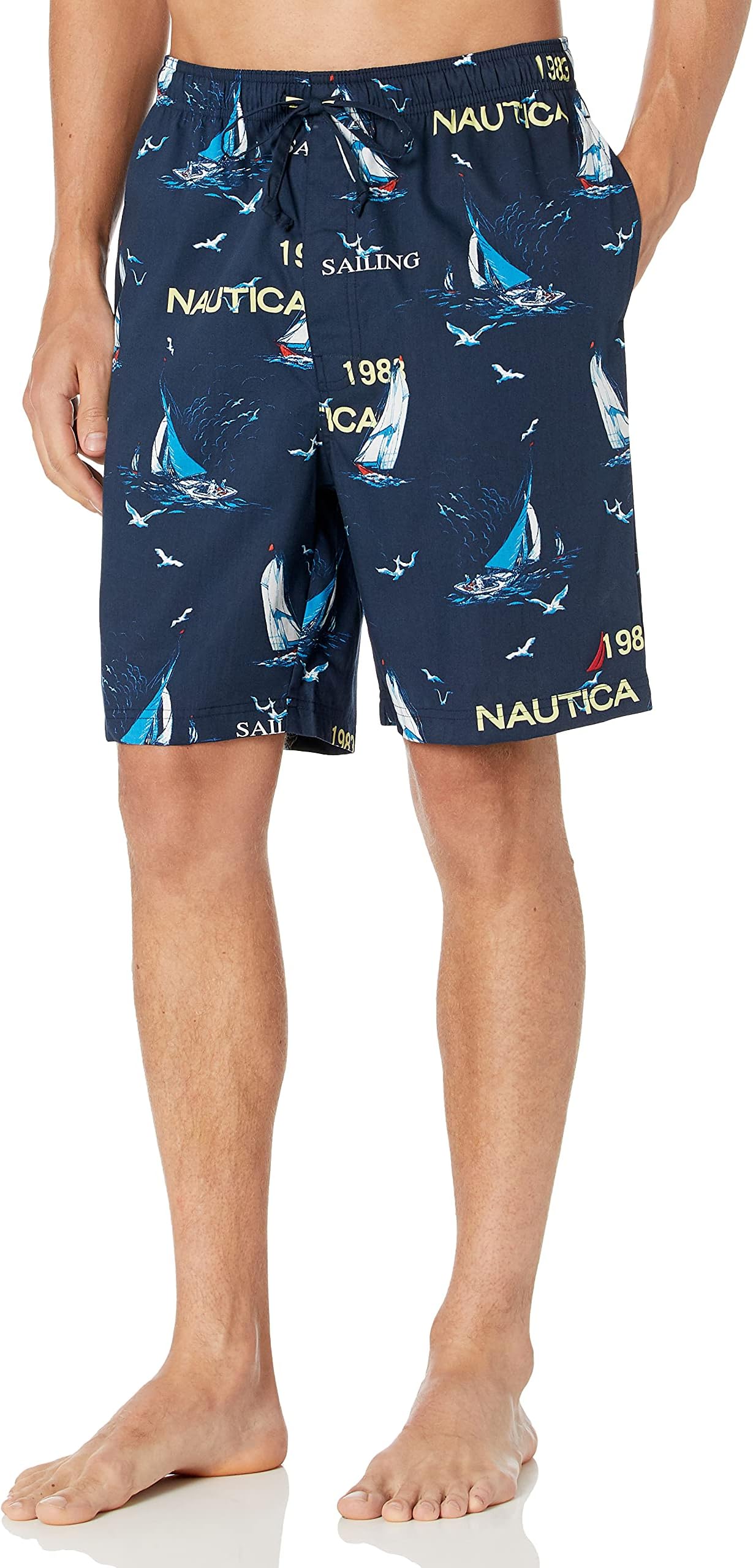 Men's Soft Woven 100% Cotton Elastic Waistband Sleep Pajama Short