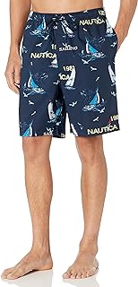 Nautica mens Soft Woven 100% Cotton Elastic Waistband Sleep Pajama Short Soft Woven 100% Cotton Elastic Waistband Sleep Pajama Short