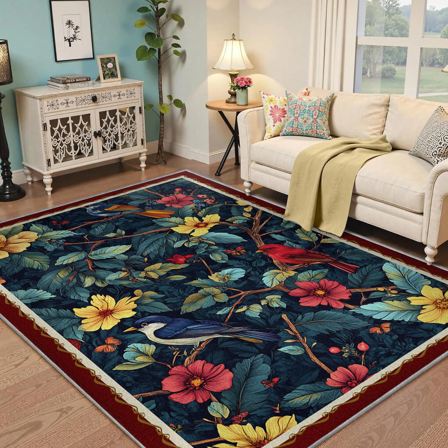 Tapis de salon fin et doux idéal sous table à manger
