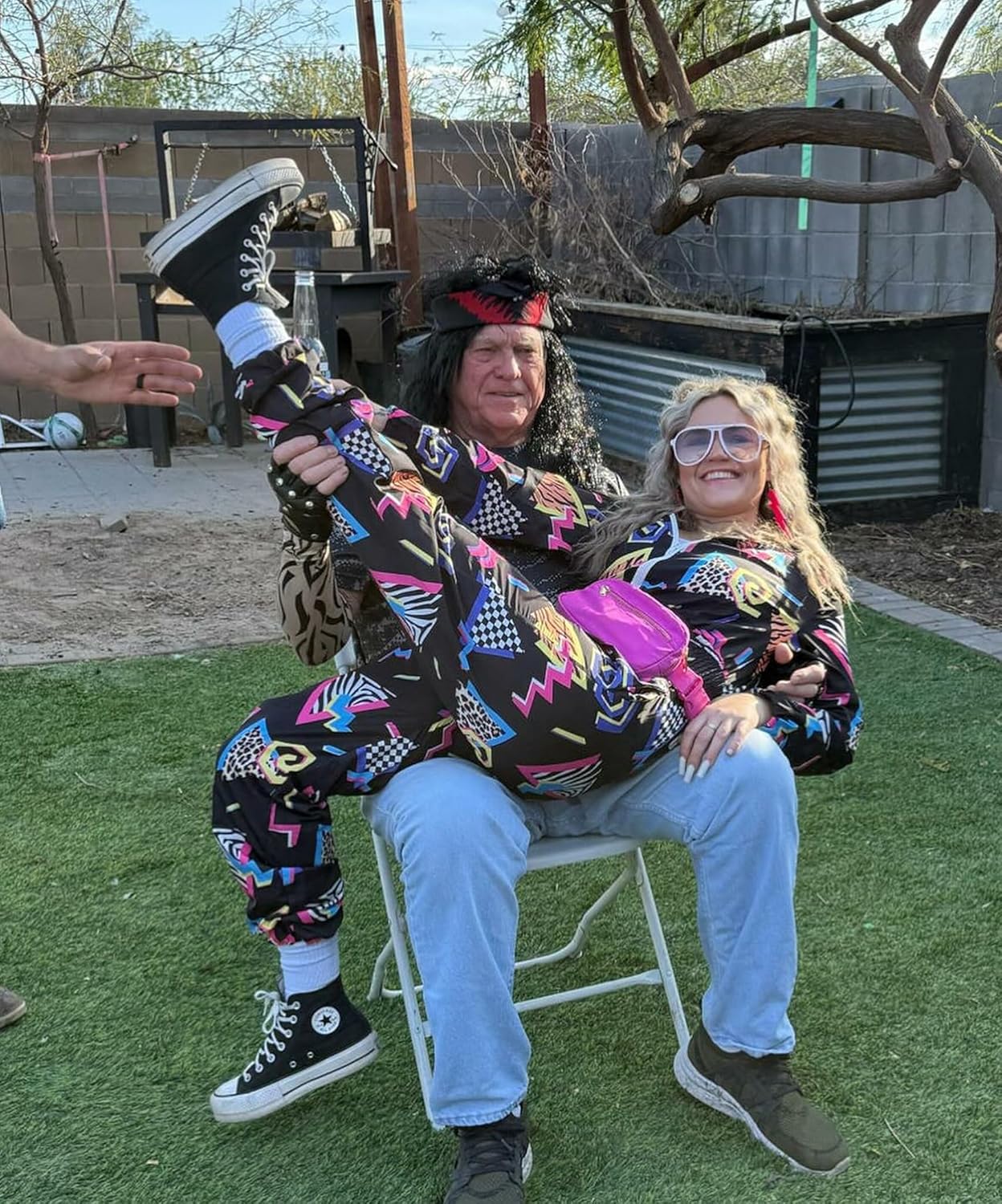 UOUA Women's 80s Color Block Outfits 2 Piece Tracksuit 90s Party Costume Summer Zip Up Windbreaker & Short Sets - Image 5