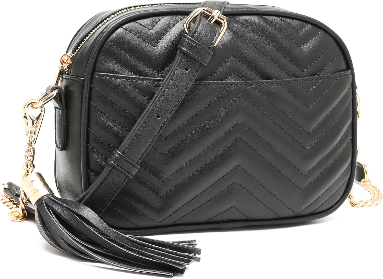 lola mae Quilted Crossbody Bag, Medium Lightweight Shoulder Purse Top Zipper Tassel Accent