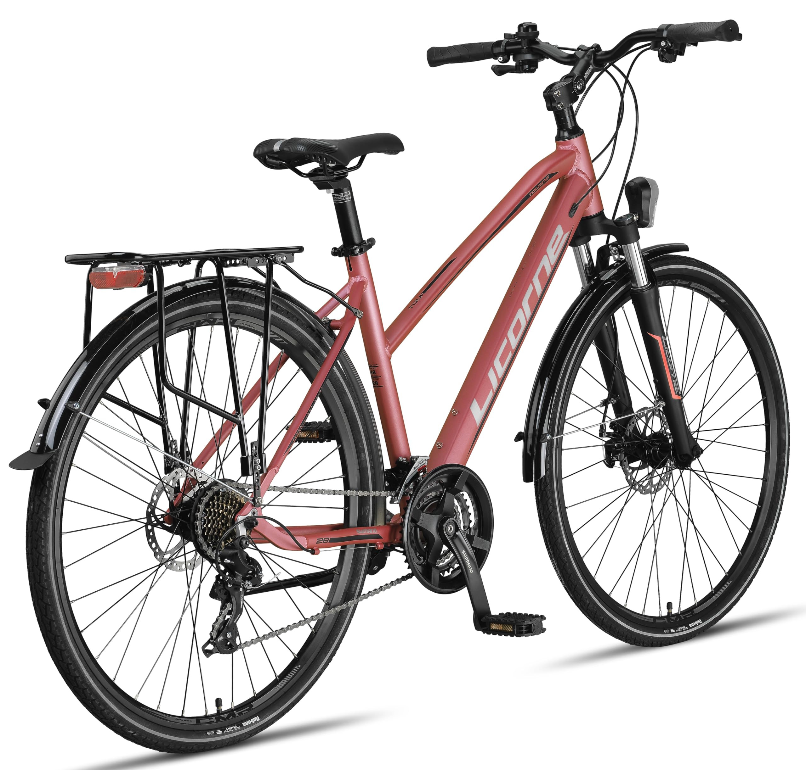 Licorne Bike Vélo de trekking 28’’, avec frein à disque en aluminium, 21 vitesses, VTT, vélo de cross, pour femme, homme, garçon, fille