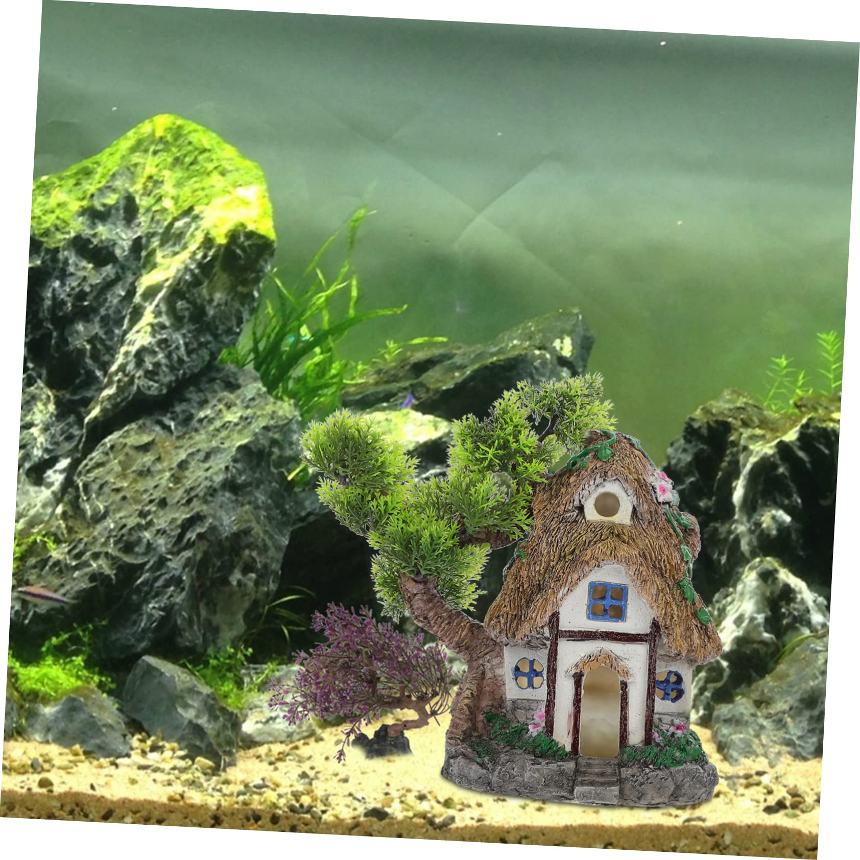 Housoutil Casa del Árbol para Acuario Decoración Creativa Vista De Pecera Adorno para Pecera