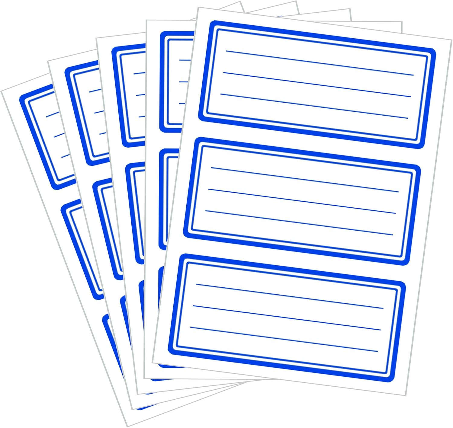 TopStick 1346 Book Labels for Writing on Neutral Blue Border, 150 Pieces, 76 x 35 mm, Self-Adhesive Lined Book Stickers for School, Kids, Girls, Boys, Blank Book Labels Stickers, White