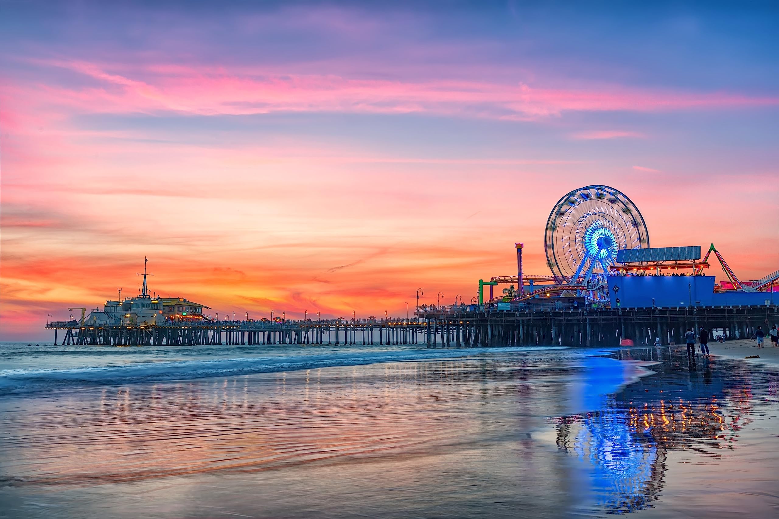 Tableau Santa Monica Sunset Los Angeles déco murale grand format 90x60