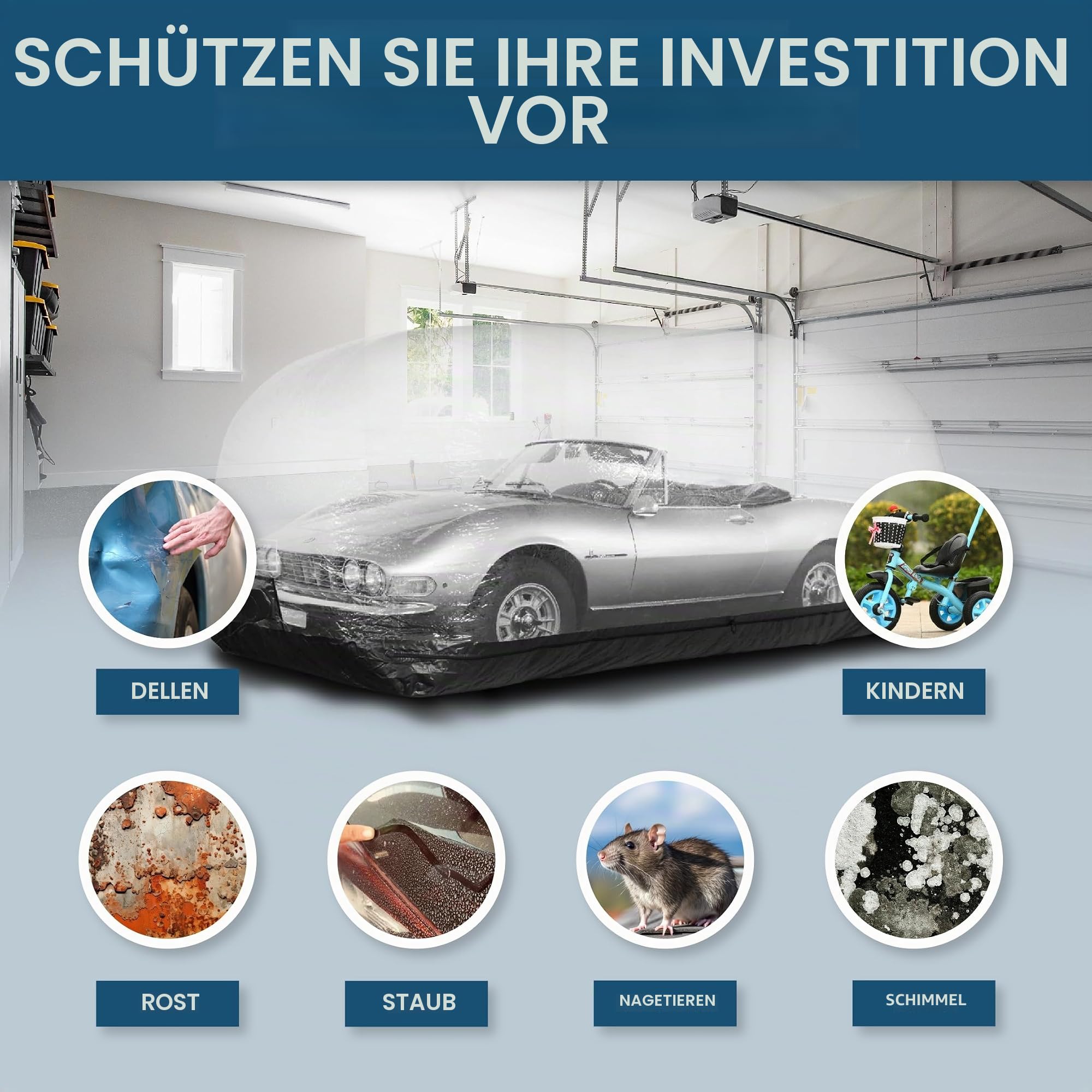 In The Garage Aufblasbarer Car Shield Schwarz 18' / 5.5m - Aufblasbare
