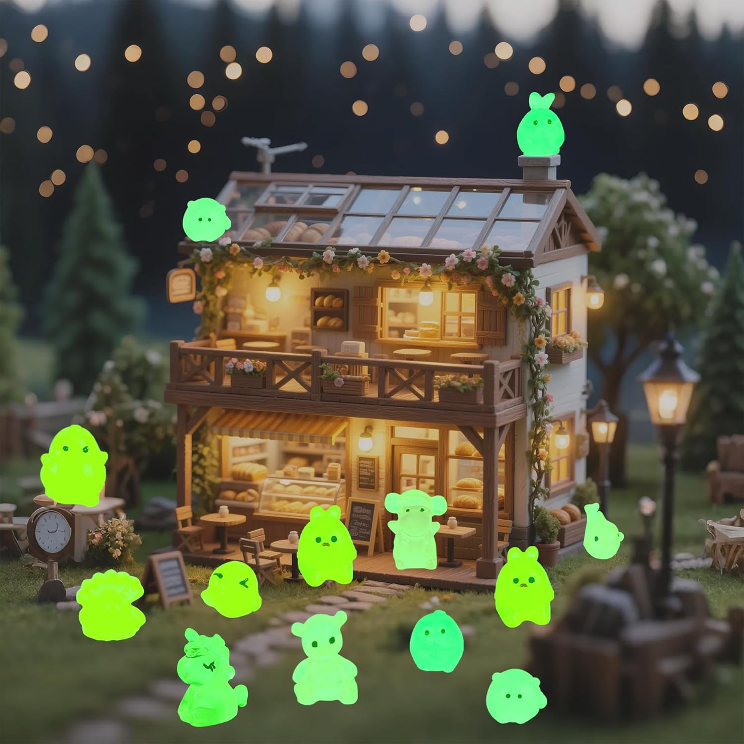 300 pcs Mini Resin Animals Blind Bags, Tiny Glow in The Dark Animal Resin Models, 50+ Animal Combination Sets for Adults, Miniature Animal for Fairy Garden, Dollhouse, DIY Craft Decor