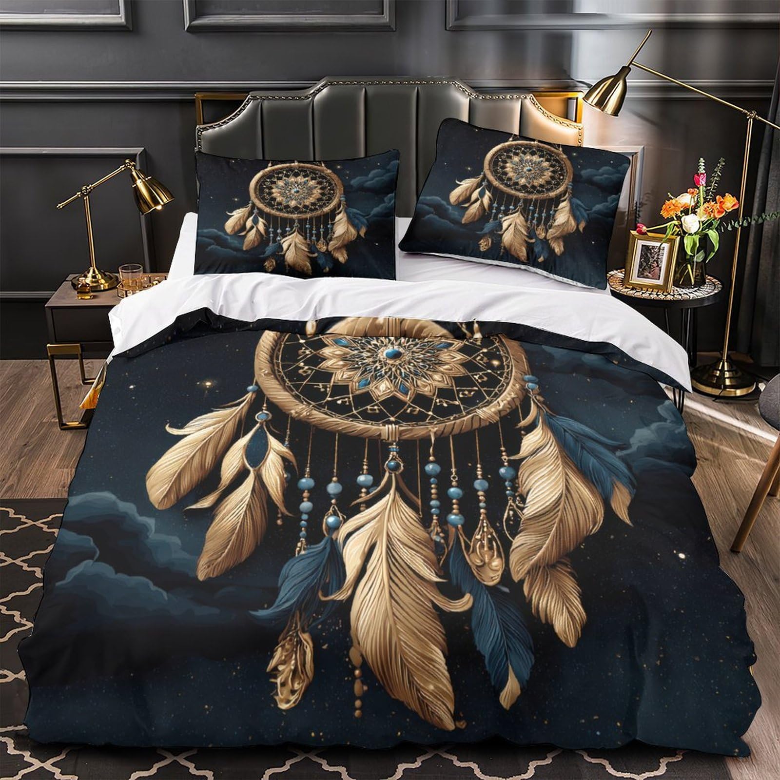 Drap de couette attrape-rêves microfibre anti-tache facile à laver King