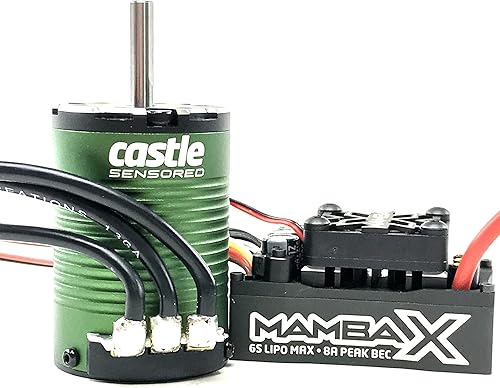 Castle Creations Mamba X SCT Pro Sensored 25.2V WP ESC y 1410-3800Kv 0.197 in Combo, negro